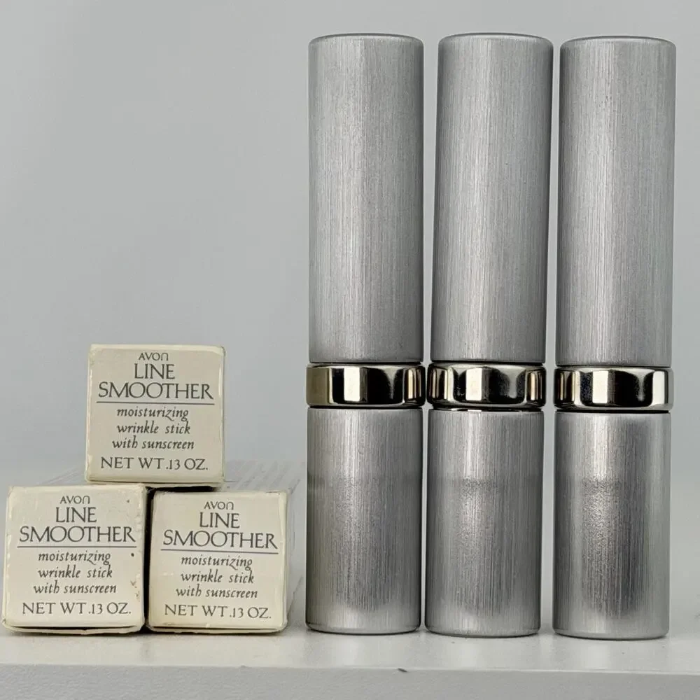 Vintage 1989 Avon Line Smoother Wrinkle Stick Sunscreen .13 Oz Lot of 3 New